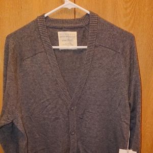 FIVE FOUR Men Long Sleeve Heavy Knit Gray Sweater